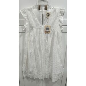 White Eyelet Lace Babydoll Mini Dress Cottagecore Summer Size S